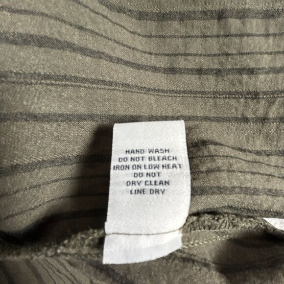Habitat Womens Olive Green Striped Swing Jacket Medium 3/4 Sleeve Unique Buttons - Picture 5 of 8